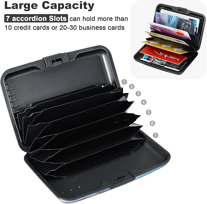 Mini RFID Aluminum Wallet Credit Cards Holder Business Card Case Metal ID Case for Men Women（Blue Purple Marble - Image 5