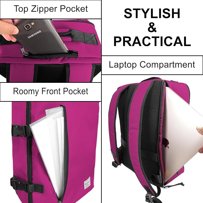 Lightweight Backpack for Women Airline Approved Weekender Bag with Separate Laptop Compartment, Travel Gym Sport, Orchid - Image 5