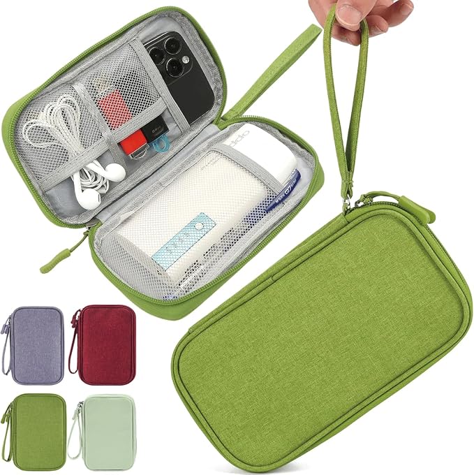 CAAORDKSO Electronics Organizer Travel Case, Travel Cable Organizer Bag Pouch Electronic Accessories Carry Case Waterproof Electronic Bag for Cable, Cord, Charger, Power Bank, Earphone (Green) by Unknown
