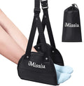 Airplane Foot Hammock | Adjustable Travel Footrest with Memory Foam | Portable Footrest Under Desk for Work Or Travel Relaxation | Comfortable Flight Carry-on Foot Rest - Black by iMissiu