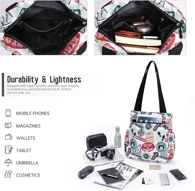 HUA ANGEL Floral Tote Bag - Casual Shoulder Bag Daily Tote Bag with Zipper Gym Travel Shopping Work Handbag for Women - Image 5