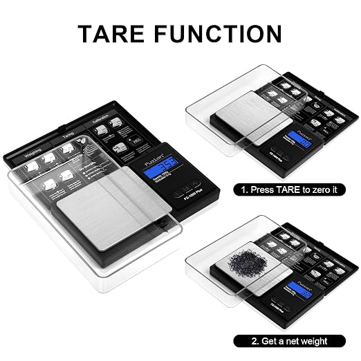 Fuzion Digital Pocket Gram Scale 0.1g/1000g - Small Food Scale with Tray | Weighs Small Food, Spice, Herb, Coin - Easy of Use, LCD Display, Tare Function, 6 Modes Ounces Grains, Batteries Included - Image 4