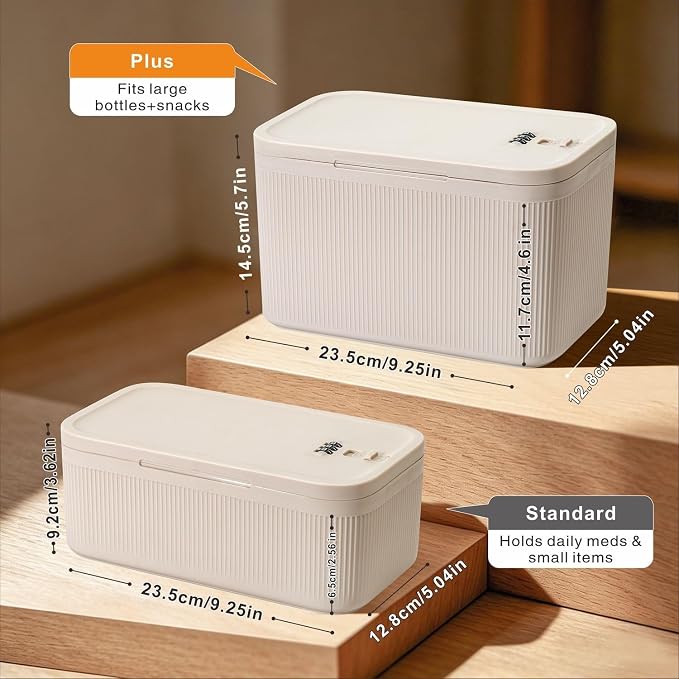 Small Medication Lock Box with Combination Code, Lockable Storage Box for Pills/Snacks/First Aid Kits, Phone/Personal Items, Secure Container for Home/Fridge/Office/Travel- Reusable (Beige) - Image 2