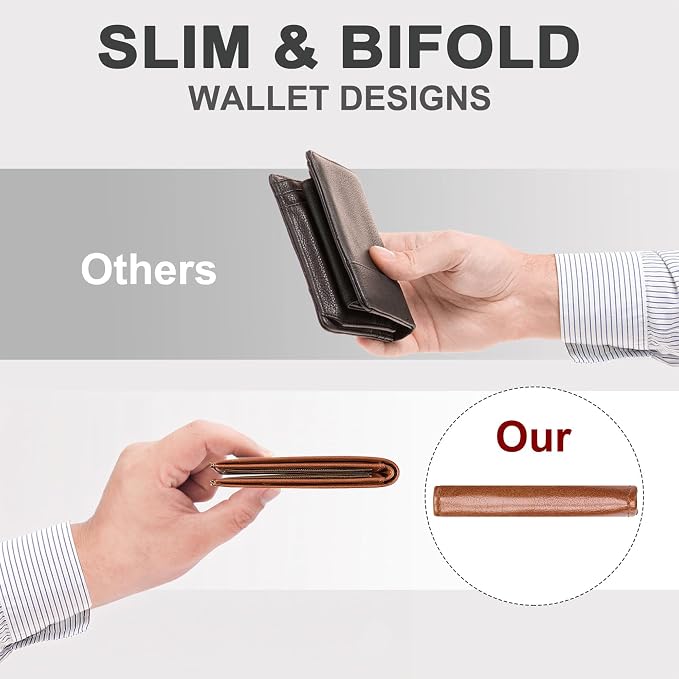 Chelmon Slim Wallet for Men ID Window with RFID Blocking Minimalist Front Pocket Bifold Bussiness Card Holder Gift for Men, Alaska Brown - Image 5
