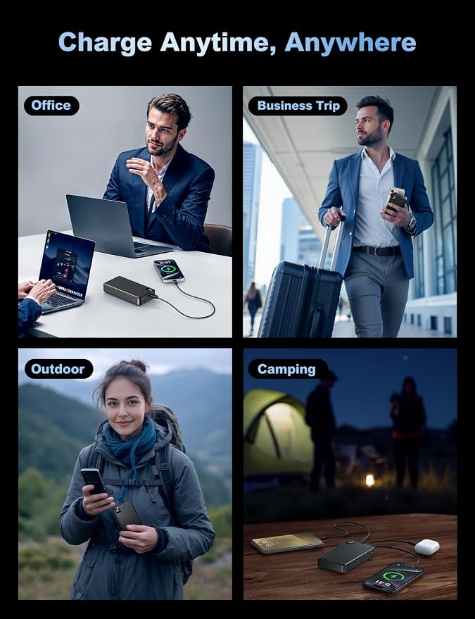 Portable Charger 56800mAh, 22.5W Fast Charging Power Bank with LED Display | Portable Phone Charger for Camping Travel Essential Compatible with iPhone 17/16/15/14/13 Series, Samsung, Google, iPad-Black - Image 7