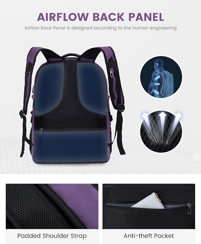 LOVEVOOK Large Laptop Backpack for Men,17.3Inch Heavy Duty Travel Backpack | TSA-Friendly with Anti-Theft,Carry On Flight Approved,College Work Bookbag,Water Resistant Business Backpack for Men Women - Image 4