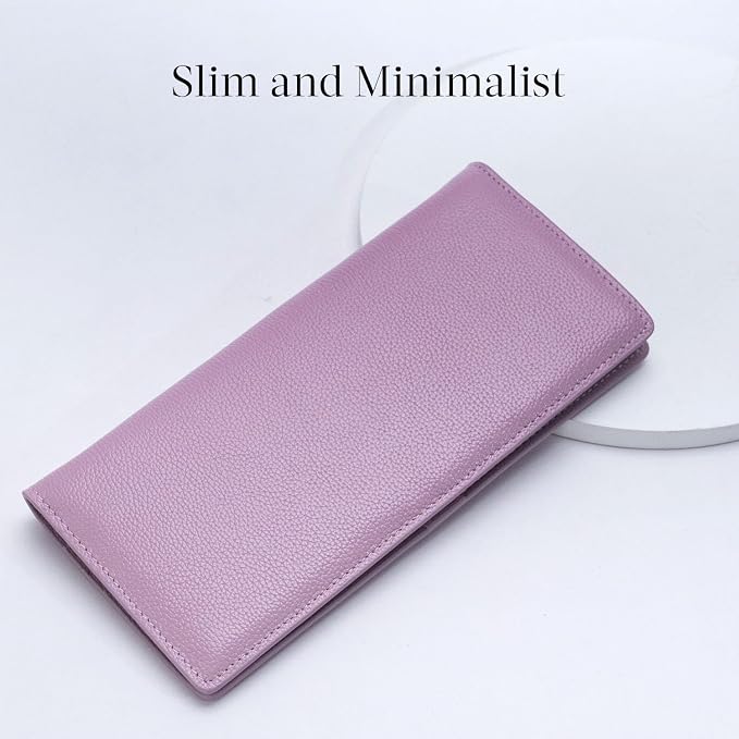 Bveyzi Ultra Slim Thin Leather RFID Blocking Credit Card Holder Bifold Clutch Wallets for Women - Image 2