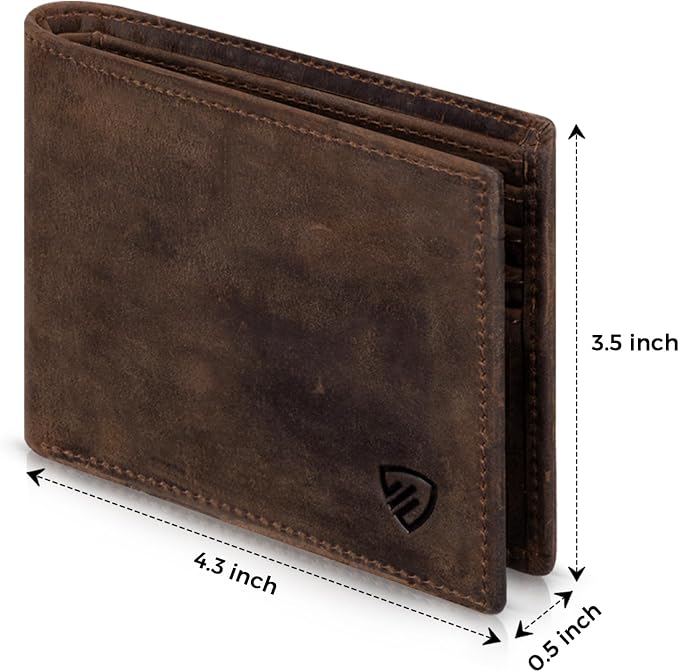 RUNBOX Wallet for Men|Slim Bifold Rfid Blocking Leather Wallet|Front Pocket | Genuine Leather,Handmade,8 Card Slots,ID Window,Money Pocket,Coin Pocket, Gift for Men,Minimalist Compact - Image 4