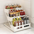 Ceetug 3 Tier Foldable Spice Rack, White | Iron, For Countertop, Kitchen Seasoning Organizer, For Cabinet by ceetug
