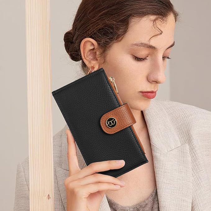 BOSTANTEN Leather Womens Wallet Large RFID Blocking Slim Card Holder | 16 Card Slots, 2 Zipper Pockets, Bifold, Long, Fits Most Purses, Organized Everyday Carry, Ladies Gifts, Black＆Brown - Image 7