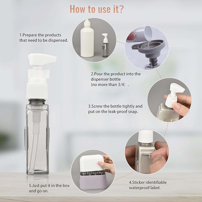 Bpluma Travel Bottles, Leak Proof Containers For Toiletries TSA Approved Airplane Accessories Kits For Liquid With Labels | For Toiletries TSA Approved Airplane Accessories Kits For Liquid With Labels - Image 5