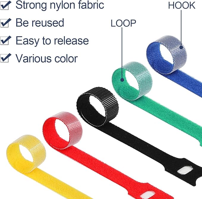 MVYC 150PCS 8 Inch Cable Ties Reusable Multi-Purpose Wire Ties Cord Organizer Adjustable Cable Management 5 Colors - Image 3