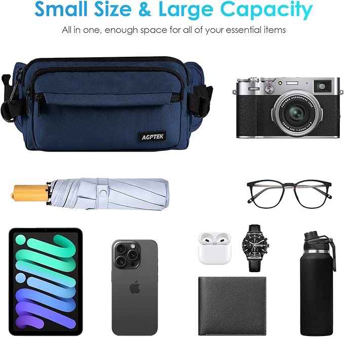 AGPTEK Fanny Pack for Women Men, RFID Large Capacity Waist Wallet Bag, Adjustable & Waterproof Bum Belt Pouch for Travel, Running, Shopping, Hiking, Dog Walking, Cycling, Climbing - Image 3