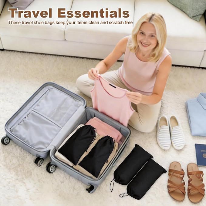 10 Pcs Single Shoe Bags for Travel, Dustproof Drawstring Travel Shoe Bag | 18"X9"shoe travel bag for Packing, Shoe Bag storage Sneaker Travel Bags, Washable Reusable dust bags for Handbags Shoes Toys - Image 2