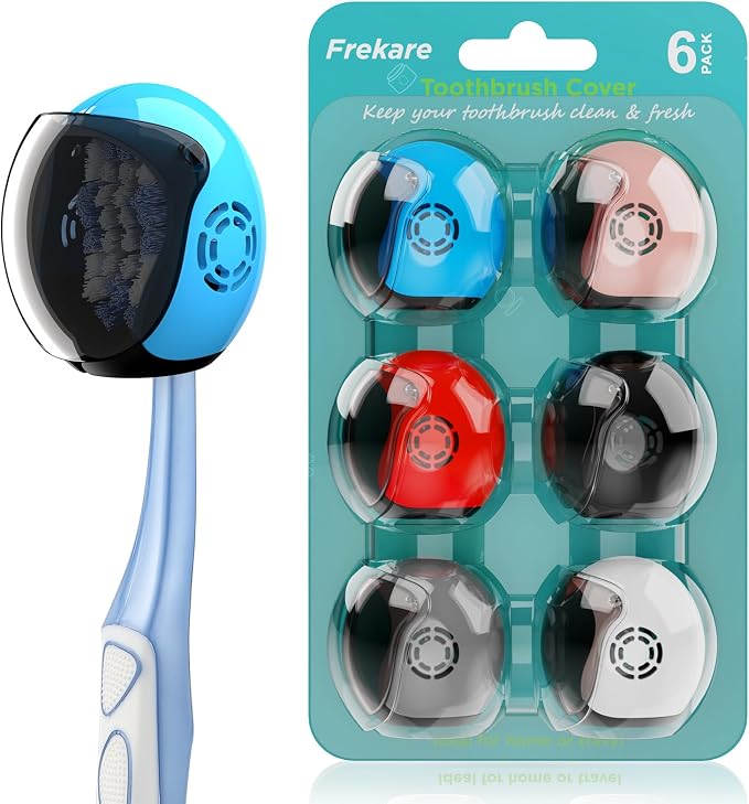 Frekare Toothbrush Covers Caps Brush Pod Case Protector For Travel 6 pack | Helemt Style Toothbrush Case Protector Fits Most Manual and Electric Tooth Brushes For Bathrooms Household by Frekare