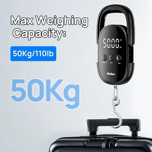 Meilen Luggage Scale，Digital Travel Suitcase Weigh Scale，110lb/50kg | With Portable Hanging, Unit Backlit LED Display, Easy-to-Read Display, Type-C Rechargeable Battery - Image 3