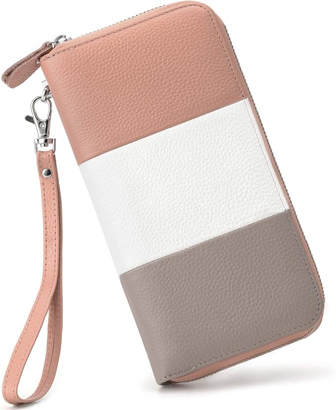 Moflycom Womens Wallet RFID Blocking Genuine Leather Multi Credit Card Large Capacity Zip Around Clutch Travel Purse Wristlet by Moflycom