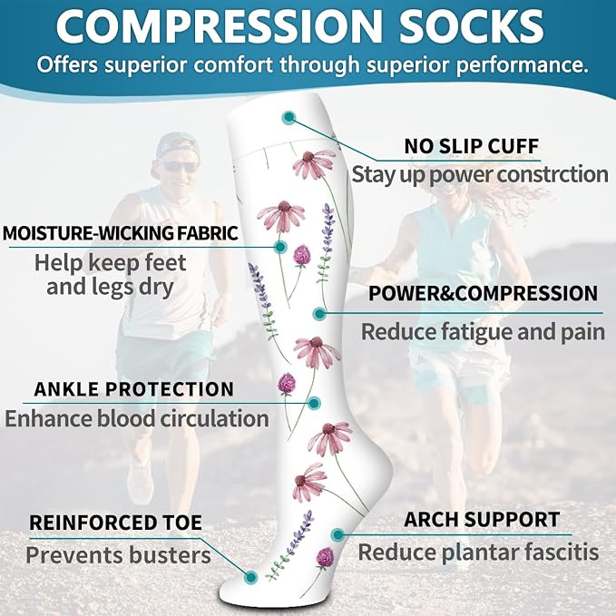 6 Pack Copper Compression Socks for Women and Men Circulation-Best Support for Medical,Running,Nursing,Athletic - Image 5