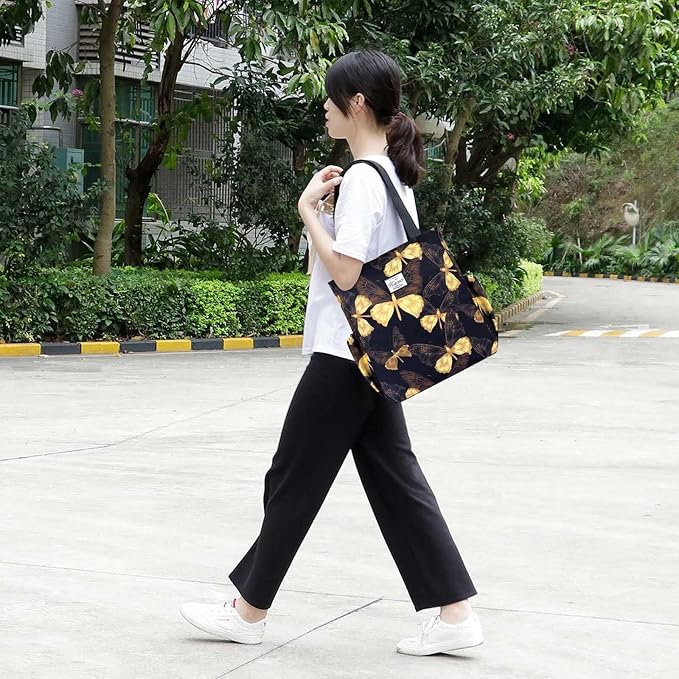 KAMO Floral Tote Bag - Waterproof Lightweight Handbags Travel Shoulder Bag for Hiking Yoga Gym Swimming Travel Beach - Image 2