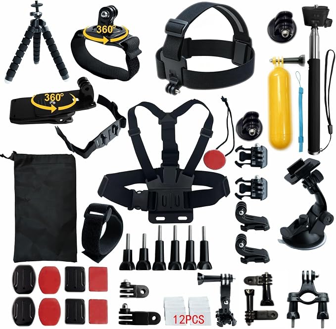 50-in-1 Action Camera Accessories Kit for GoPro Hero 13/12/11/10/9 Insta360 X5/X4/X3 DJI ActionEK5000/EK7000 Pro/Brave 4/ Pro/Brave 7 Max Fusion SJ4000 SJ5000 by Unknown