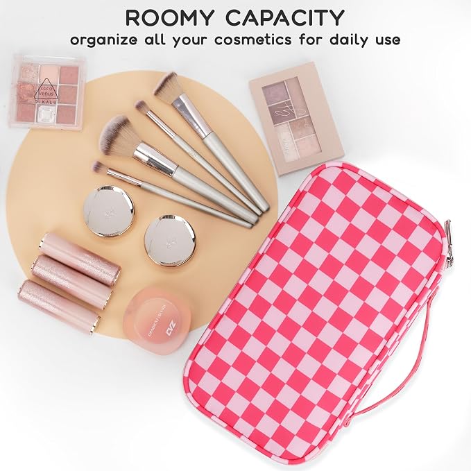 Relavel Small Makeup Bag, Cute Travel Cosmetic Bag, Rose Red | Dual-Layer Make Up Bags, Portable Toiletry Storage for Girls, Waterproof Makeup Organizer for Gym, Camping, Trip, Daily Use - Image 7