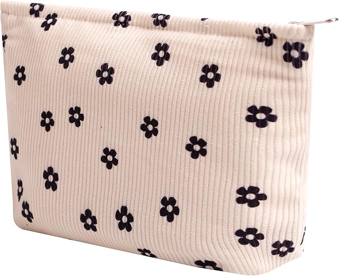Cosmetic Bags for Women - Corduroy Cosmetic Bag Aesthetic Women Handbags Purses Smile Dots Makeup Organizer Storage Makeup Bag Girls Case Bags (Flowers-Plum blossom) by Gardsell