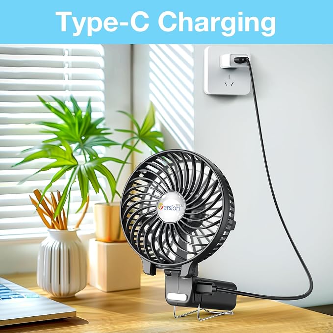 VersionTECH. Portable Handheld Fan, Powerful+Durable+180° Foldable, Mini Hand Fans with USB Rechargeable Battery Operated Cooling Accessories for Personal Use, Travel, Office Black - Image 8