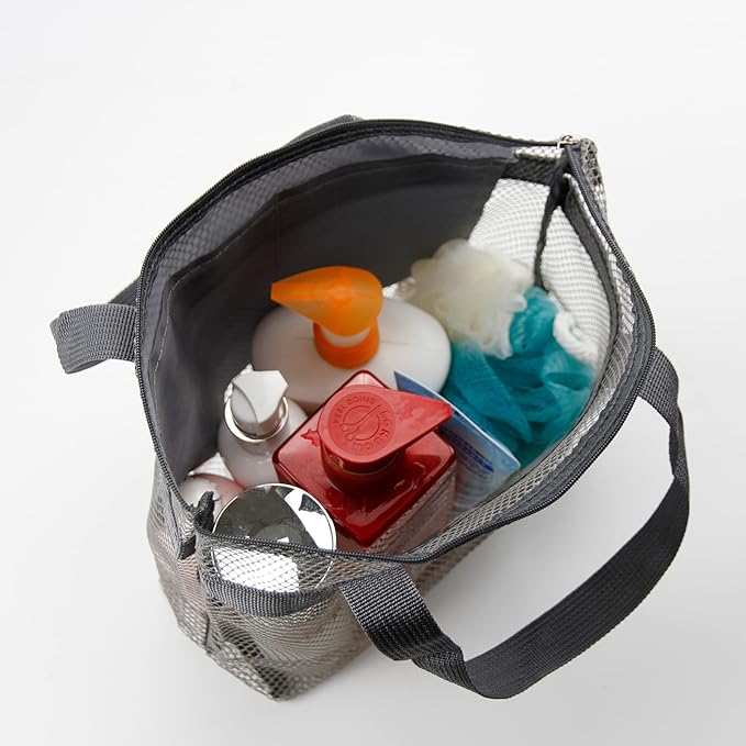 Mesh Shower Caddy Bag Portable Hanging Toiletry and Bath Organizer with Zipper for Travel, Gym, Camping, College Dorms, Beach - Image 2
