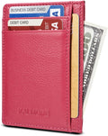 KALMORE womens Credit Holder Genuine Leather Slim Minimalist Card Case Wallet, Black With Id Window by KALMORE