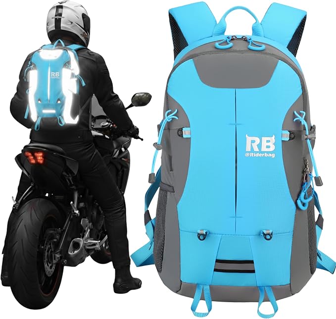 Reflective Motorcycle Backpack, Hi Viz Commuter Riding Bag | Designed by Riders for Everyday Rides with Laptop Compartment and Helmet Net. Built to Help You Be Seen. by ReflectiveBackpack%7CRiderbag