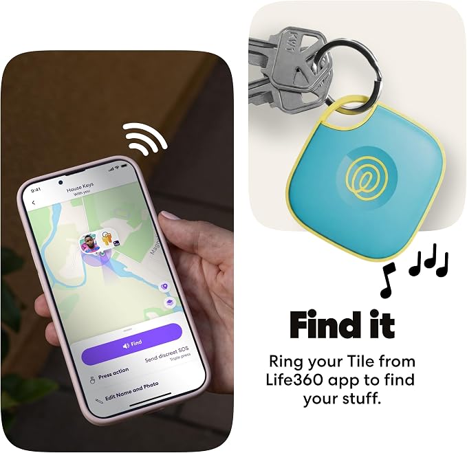 Life360 Tile - Bluetooth Tracker, Keys Finder and Item Locator for Keys, Bags and More. Phone Finder. Both iOS and Android Compatible. 1-Pack (Aqua Lemon) - Image 4