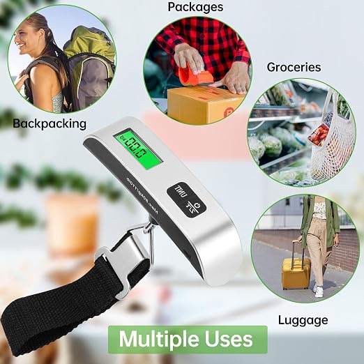 Jeffbaubl 3 Pack Digital Luggage Scale, Luggage Weight Scale, 110LB | Baggage Scale with Backlit LCD Display, Portable Hanging Baggage Scale, Suitcase Weight Scale with Hook for Travel Home - Image 6
