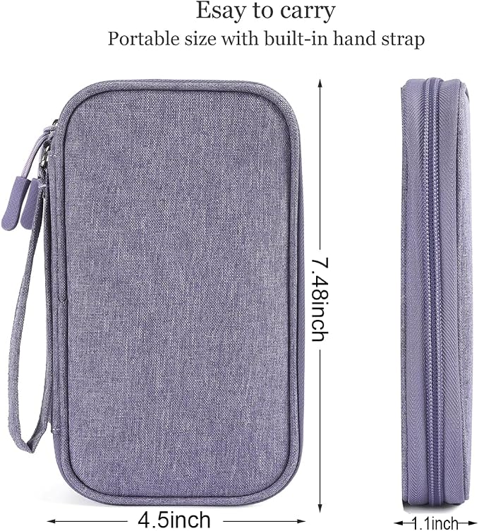 CAAORDKSO Electronics Organizer Travel Bag, Small Cable Organizer Case Waterproof Accessories Pouch, Travel Electronic Carrying Case for Cable, Cord, Charger, Phone, Power Bank, Earphone (Purple) - Image 2