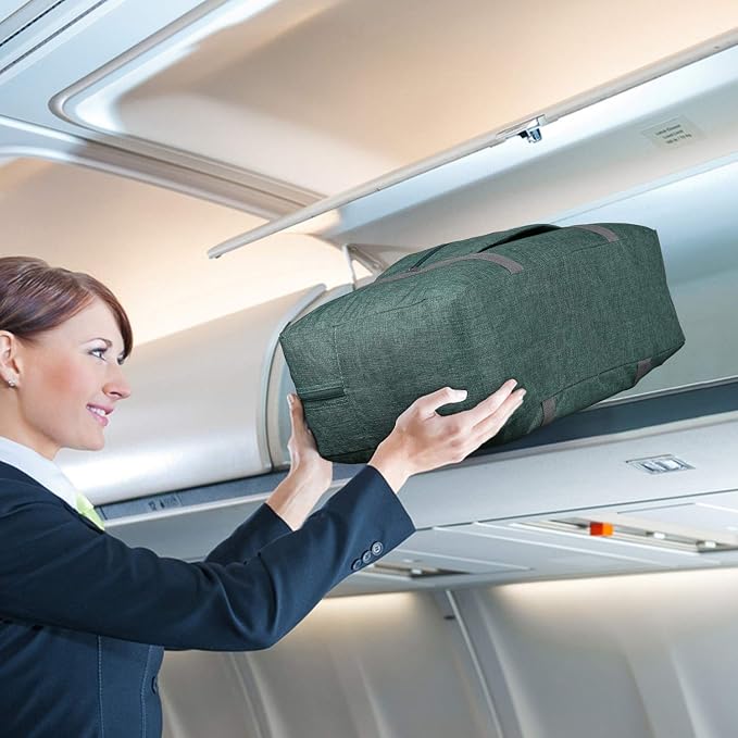 WANDF Foldable Travel Duffel Bag Luggage Sports Gym Water Resistant Nylon (B- Denim Green) | 18x14x8 inches, Airline Underseat Aprroved, Weekend Overnight Trips, Lightweight Packable - Image 4