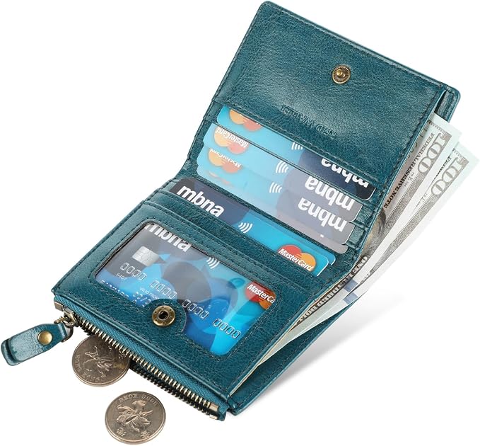 Ultra Thin Small Compact Leather Womens Girls Wallets RFID Blocking Credit Card Holder for Women - Image 2