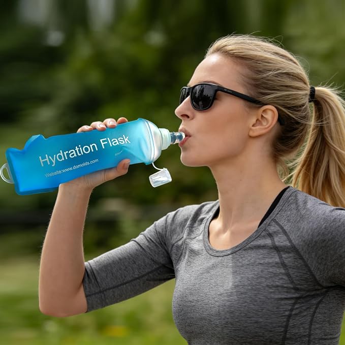 500ml Soft Flask, TPU Collapsible Soft Water Bottle for Hydration Pack, Running Vest, Leak-Proof Folding Water Bottle for Hiking Cycling Climbing Jogging- 1Pcs, Blue - Image 4