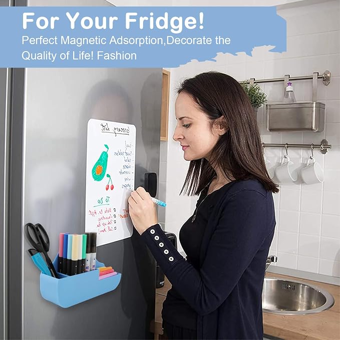 KITANIS Magnetic Pen Holder,3 Compartments Magnetic Dry Erase Marker Holder,Extra Strong Magnet Storage Marker Pen Pencil Organizer for Refrigerator,Whiteboard,Locker Accessories(Cloud Style) - Image 6