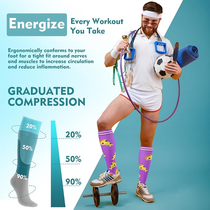 Compression Socks for Women & Men 6 Pairs | 20-30 mmHg Breathable & Moisture-Wicking Comfortable & Skin-Friendly Knee High Support Socks for Nurse, Travel, Pregnancy - Image 4