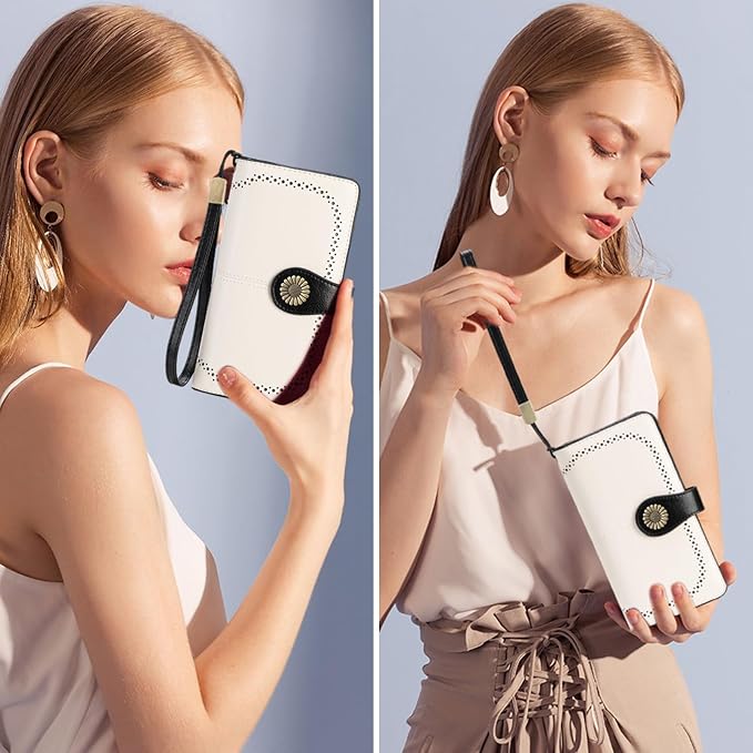 SENDEFN Wallets for Women Leather Credit Card Holder with RFID Blocking Large Capacity Wristlet | with RFID Blocking - Image 6