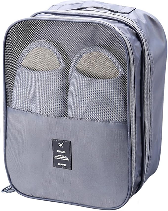 Shoe Bag for Travel, Travel Shoe Bag for Packing, Hold 3 Pairs of Shoes, Travel Essentials for Flying Shoe Organizer Shoe Storage Bag for Travel Gray by ENETECk