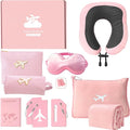 Travel Gifts for Women，Long Flight Essentials，Traveling Essentials for Women，International Travel Items Inclue Blanket with Bag，Neck Pillow，Makeup Storage Bag，Etc by Rainhonor