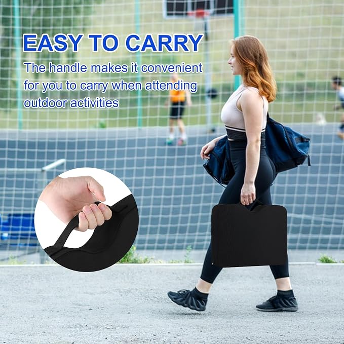 Stadium Seat Cushions 2-Pack 4-Pack, Extra Thick 2.5 Inches, Oxford Fabric, U-Shaped Ergonomic Design, Waterproof & Portable Bleacher Cushions with Carrying Handle (Black, 2-Pack) - Image 5