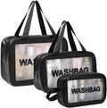 DAPOWER Travel Toiletry Bag for Women and Men, Matte Translucent Shower Bag with Handy Handle, Makeup Cosmetic Organizer Bag for Travel Toiletries Accessories (Black) by DAPOWER