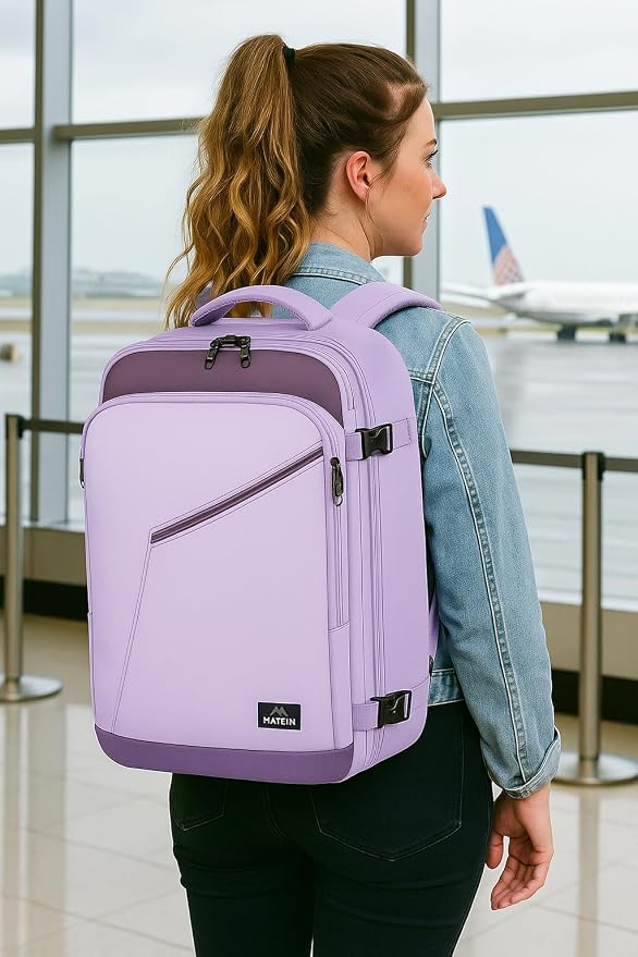 MATEIN Travel Backpack, Carry on Backpack with Detachable Shoulder Straps | Personal Item Bag for Traveler, Large Capacity, Water Resistant, Traveling Essential for Women Men Teacher Nurses, Purple - Image 9