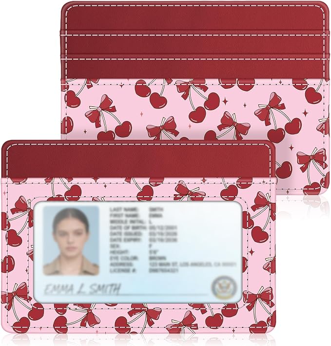 FINTIE Slim Minimalist Front Pocket Wallet RFID Blocking Credit Card Holder | Card Cases with ID Window for Men Women, cherry red by Fintie