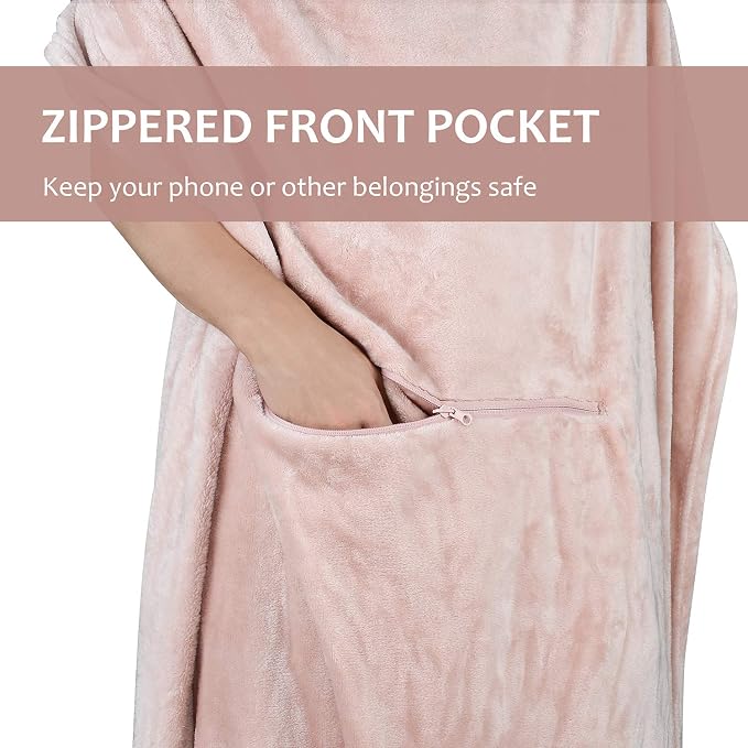 Tirrinia Travel Blanket Pillow - Wearable Airplane Blanket with Feet Pockets for Long Flights, Airplane Accessories Blanket Robe for Women and Men, Gift for Her - Image 5