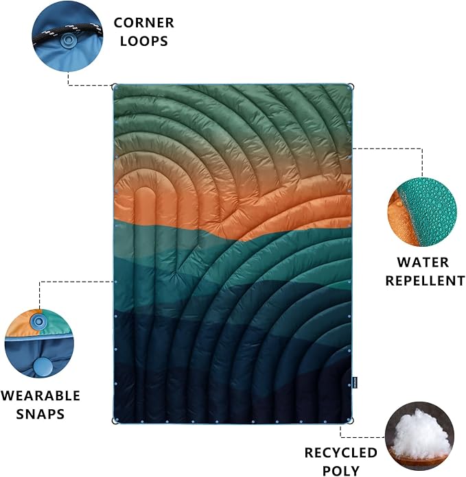 Puffy Camping Blanket,Large Camp Blanket Outdoor Camping Quilt Waterproof | Lightweight Printed Warm Packable Down Alternative Blanket for Camping,Traveling, Stadium, Hiking, Picnics - Image 3