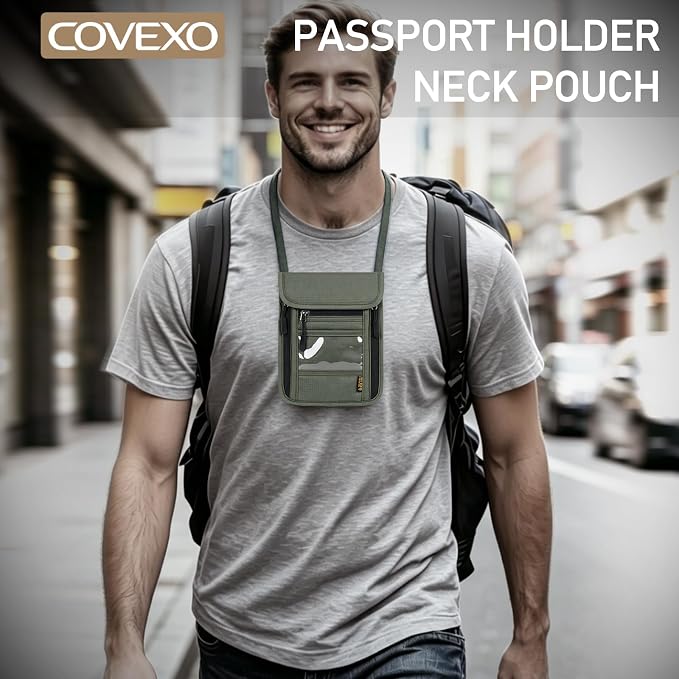 Neck Wallet with RFID Blocking - Hidden Travel Passport Holder Pouch | Concealed Under Clothing, Anti-Theft Security | Adjustable & Lightweight for Vacation, Airports - Image 6
