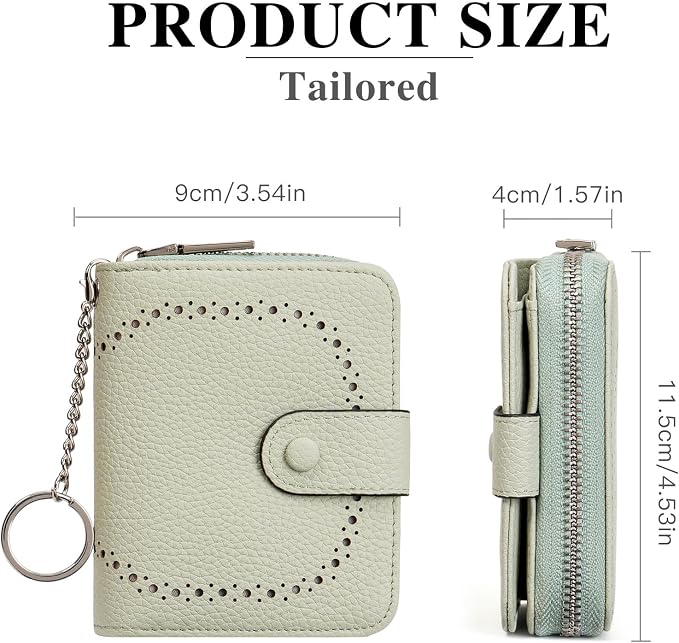 GAEKEAO Women's Leather Wallet RFID Blocking Card Holder with Many Compartments Small Purse with Zipper Key Chain Wallets - Image 4