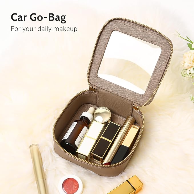Aveniee Clear Makeup Bag Set (2-Piece Mini & Midi) - Travel Toiletry Organizer for Women, Waterproof Cosmetic Pouch & Car Accessory for Travel Size Toiletries, Taupe - Image 4